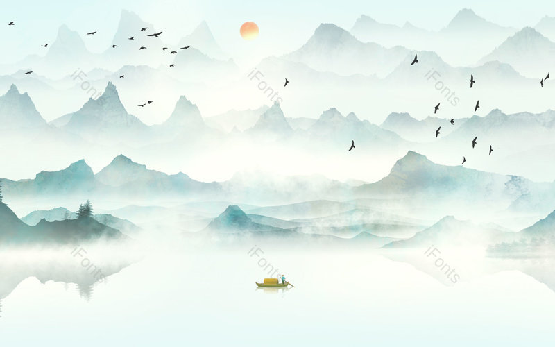 唯美中国风手绘风景山水插画背景设计,插画/手绘图,插画/手绘图库,插画/手绘图下载,插画/手绘